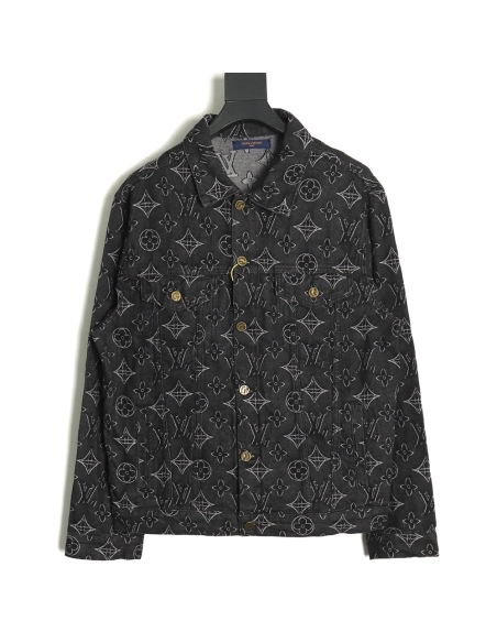 Louis Vuitton floral print denim jacket TSK1 4652,Cheap Replica Reps Louis Vuitton