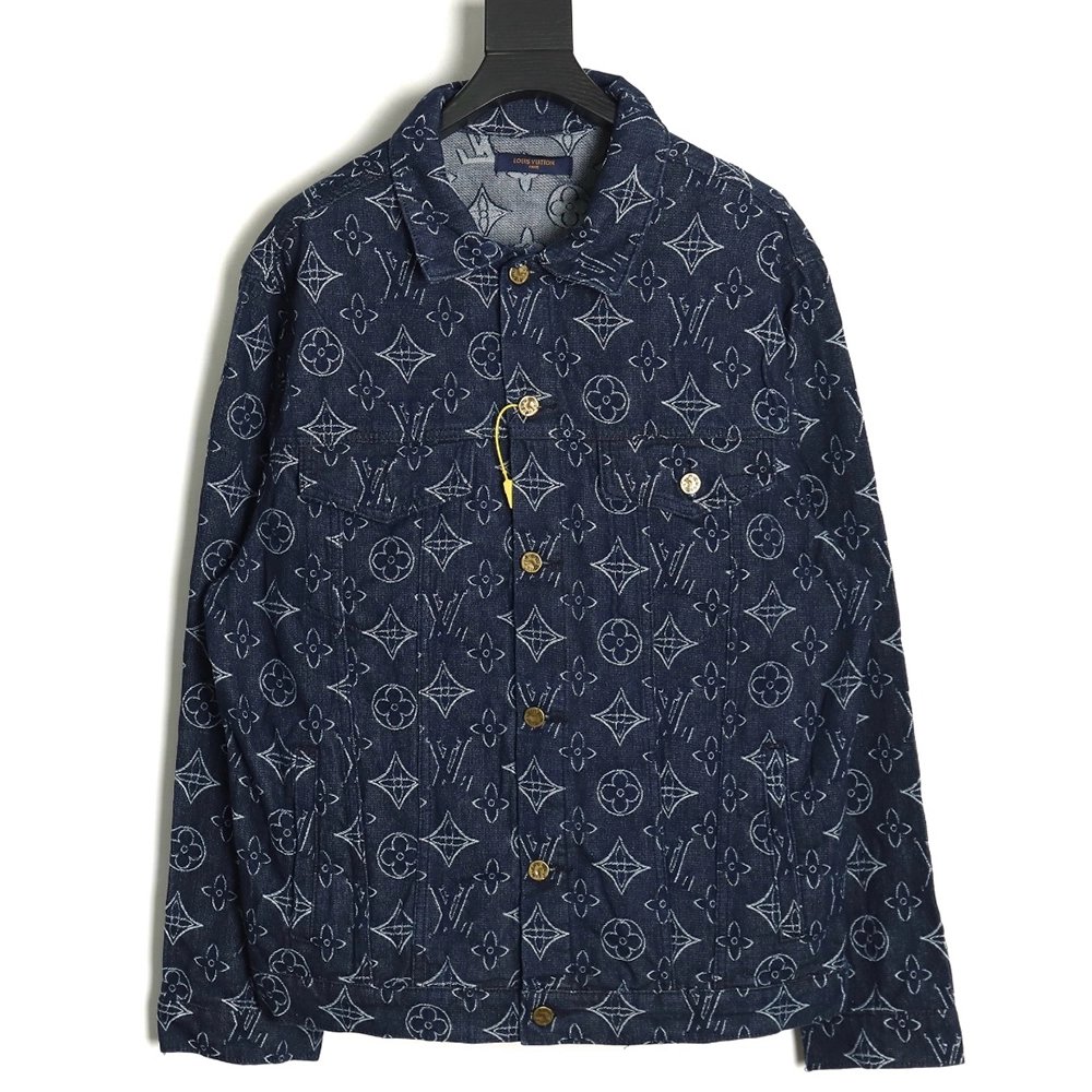 Louis Vuitton floral print denim jacket 4652,Cheap Replica Reps Louis Vuitton
