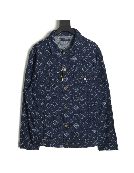Louis Vuitton floral print denim jacket 4652,Cheap Replica Reps Louis Vuitton