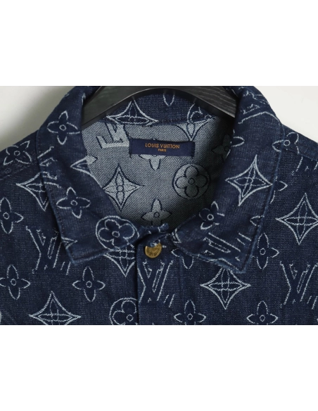 Louis Vuitton floral print denim jacket 4652,Cheap Replica Reps Louis Vuitton
