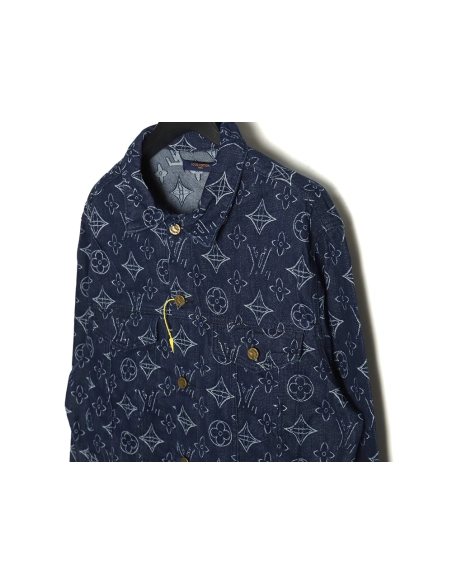 Louis Vuitton floral print denim jacket 4652,Cheap Replica Reps Louis Vuitton