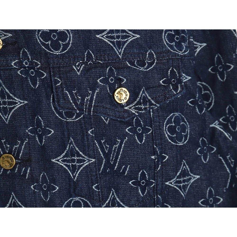 Louis Vuitton floral print denim jacket 4652,Cheap Replica Reps Louis Vuitton