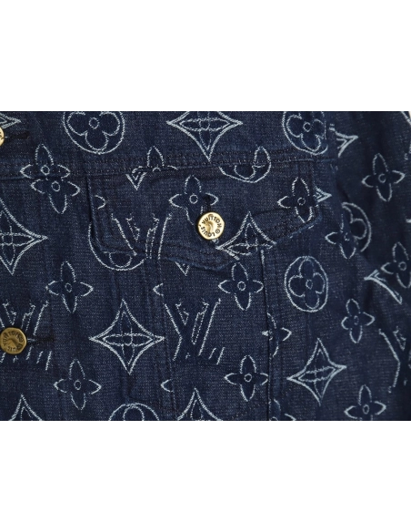 Louis Vuitton floral print denim jacket 4652,Cheap Replica Reps Louis Vuitton