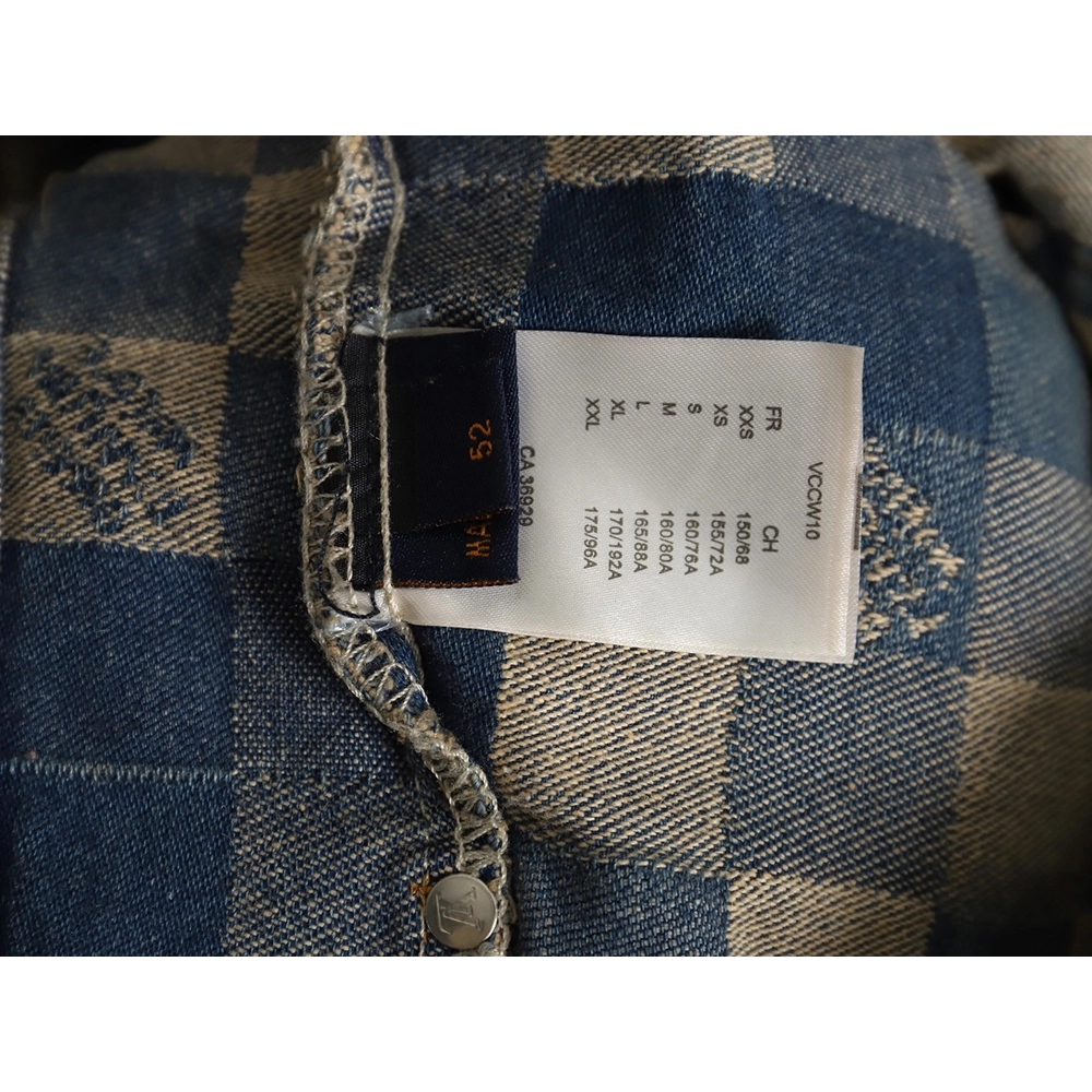 Louis Vuitton Pixel Checkerboard Denim Jacket 4652,Cheap Replica Reps Louis Vuitton