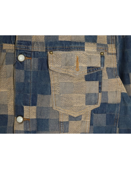 Louis Vuitton Pixel Checkerboard Denim Jacket 4652,Cheap Replica Reps Louis Vuitton