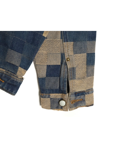 Louis Vuitton Pixel Checkerboard Denim Jacket 4652,Cheap Replica Reps Louis Vuitton