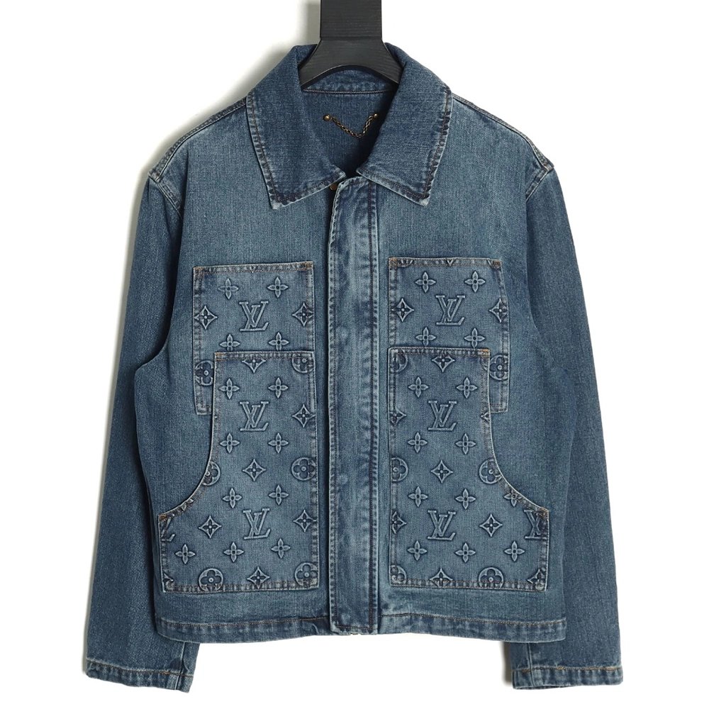 Louis Vuitton embossed monogram denim jacket 4652,Cheap Replica Reps Louis Vuitton