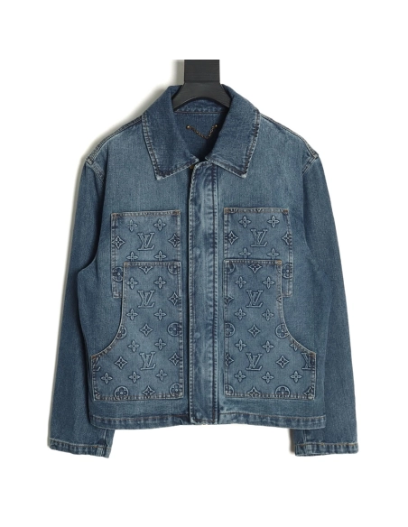 Louis Vuitton embossed monogram denim jacket 4652,Cheap Replica Reps Louis Vuitton
