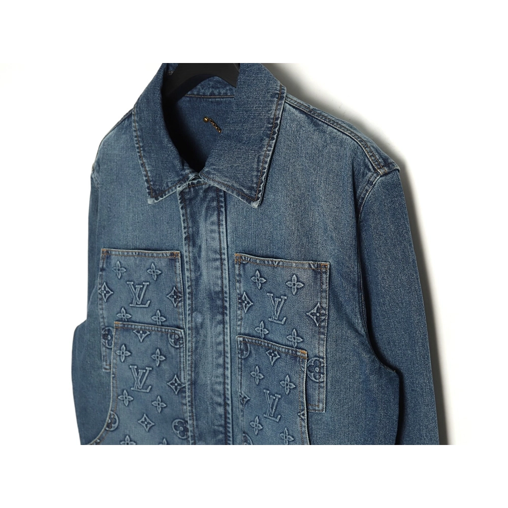 Louis Vuitton embossed monogram denim jacket 4652,Cheap Replica Reps Louis Vuitton