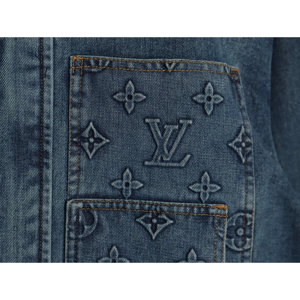 Louis Vuitton embossed monogram denim jacket 4652,Cheap Replica Reps Louis Vuitton