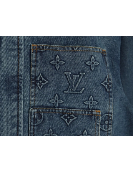 Louis Vuitton embossed monogram denim jacket 4652,Cheap Replica Reps Louis Vuitton