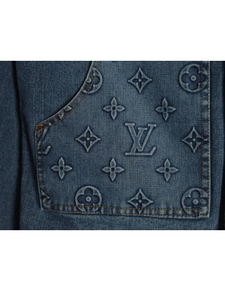 Louis Vuitton embossed monogram denim jacket 4652,Cheap Replica Reps Louis Vuitton