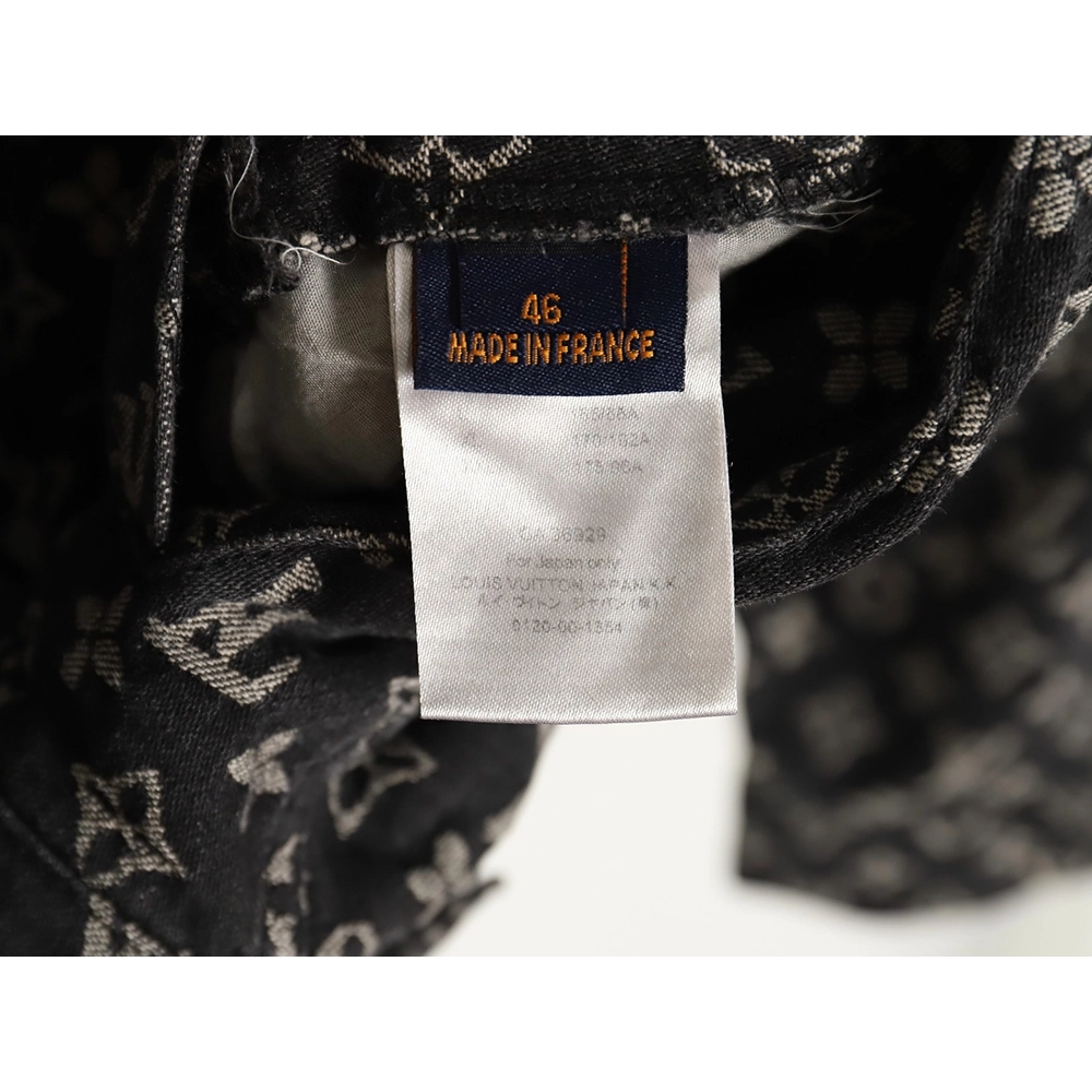 Louis Vuitton monogram print distressed denim jacket,Cheap Replica Reps Louis Vuitton