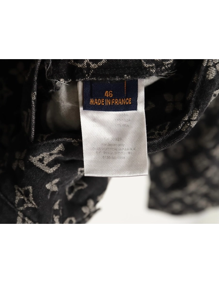 Louis Vuitton monogram print distressed denim jacket,Cheap Replica Reps Louis Vuitton