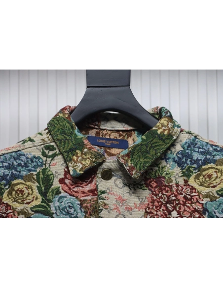 Louis Vuitton floral rose print denim jacket,Cheap Replica Reps Louis Vuitton