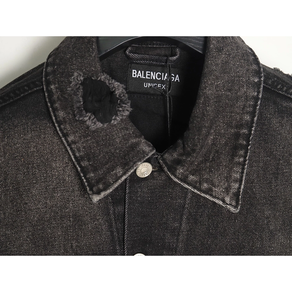 Balenciaga distressed lightning denim jacket,Cheap Replica Reps Balenciaga