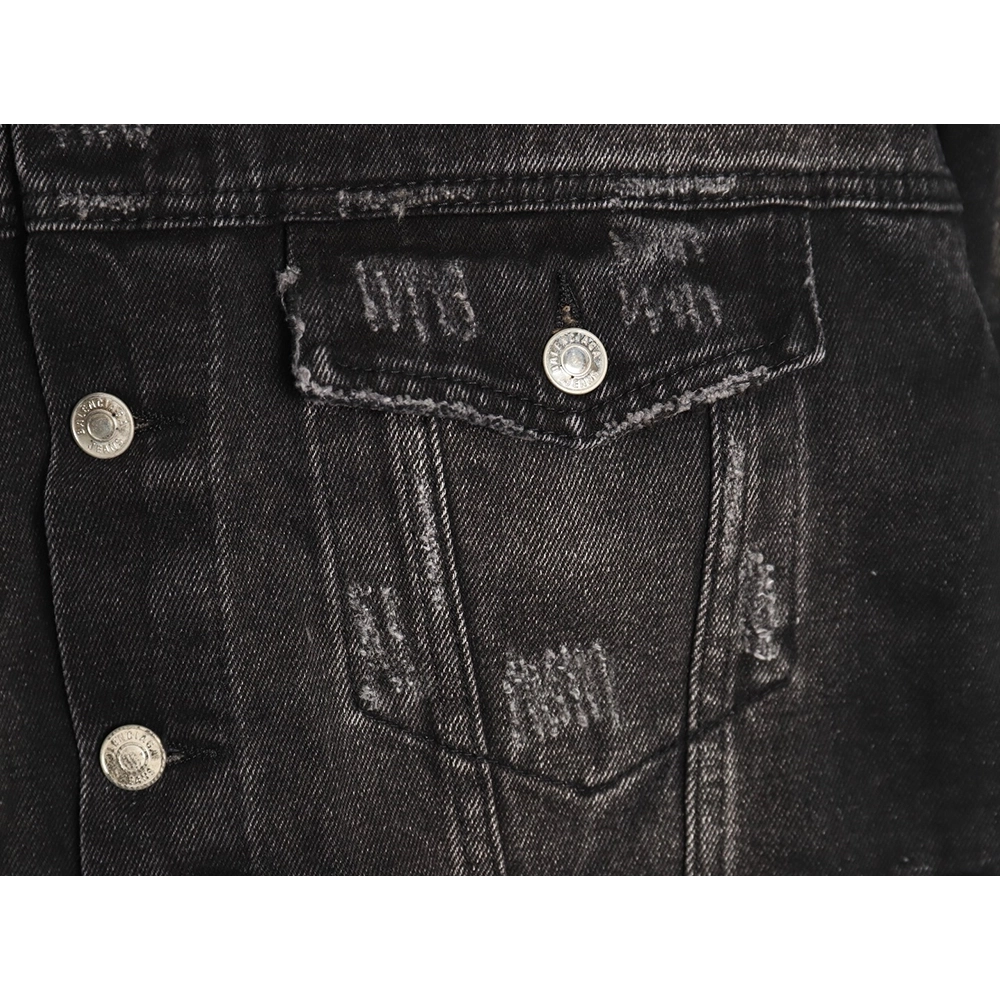 Balenciaga distressed lightning denim jacket,Cheap Replica Reps Balenciaga