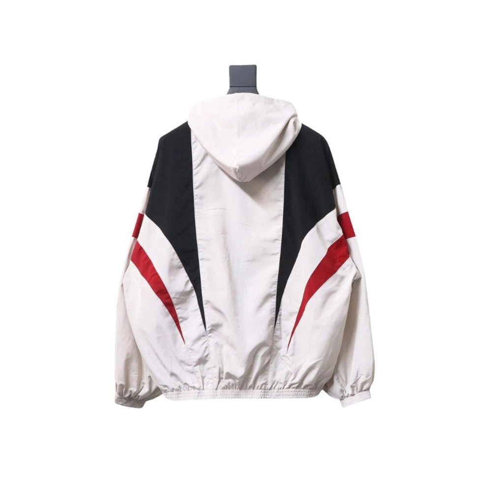 Balenciaga 3B red and white patchwork hooded jacket,Cheap Replica Reps Balenciaga