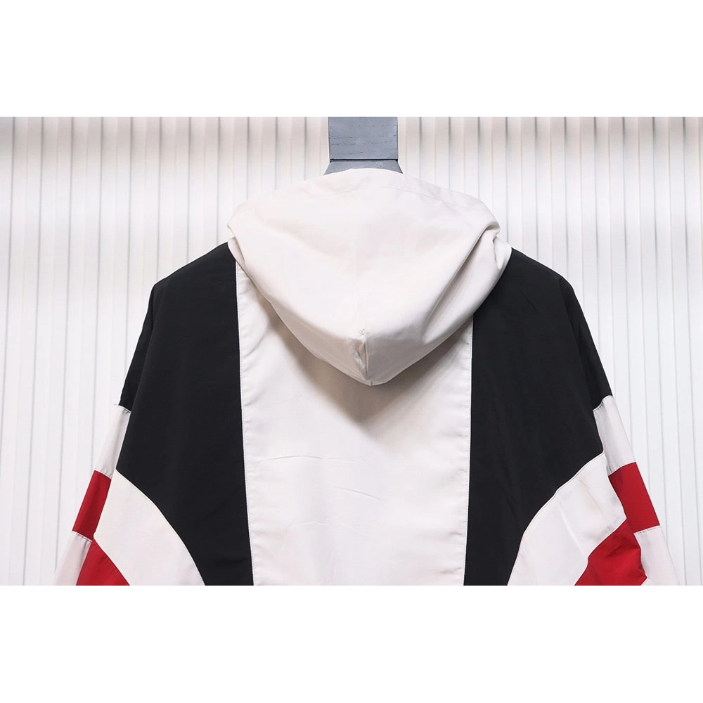 Balenciaga 3B red and white patchwork hooded jacket,Cheap Replica Reps Balenciaga