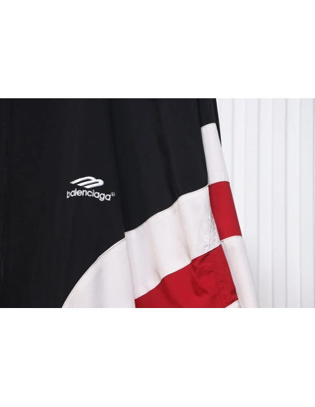 Balenciaga 3B red and white patchwork hooded jacket,Cheap Replica Reps Balenciaga