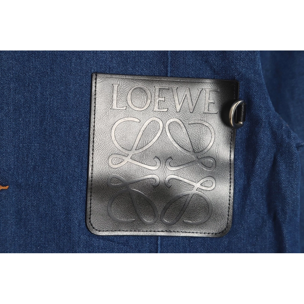 Loewe Denim Jacket with Leather Pockets,Cheap Replica Reps Loewe