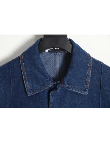 Loewe Denim Jacket with Leather Pockets,Cheap Replica Reps Loewe