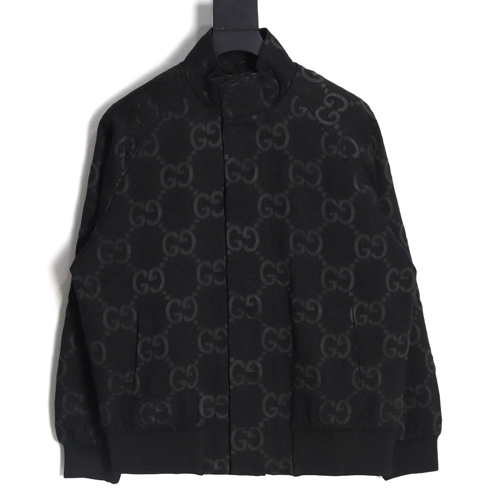 Gucci Double G full print canvas stand collar quilted jacket,Cheap Replica Reps Gucci