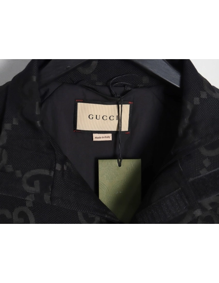 Gucci Double G full print canvas stand collar quilted jacket,Cheap Replica Reps Gucci