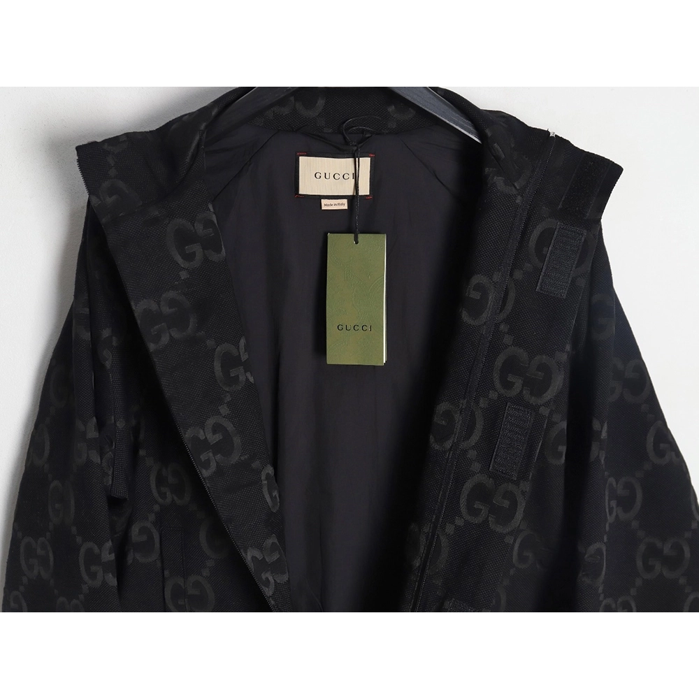 Gucci Double G full print canvas stand collar quilted jacket,Cheap Replica Reps Gucci