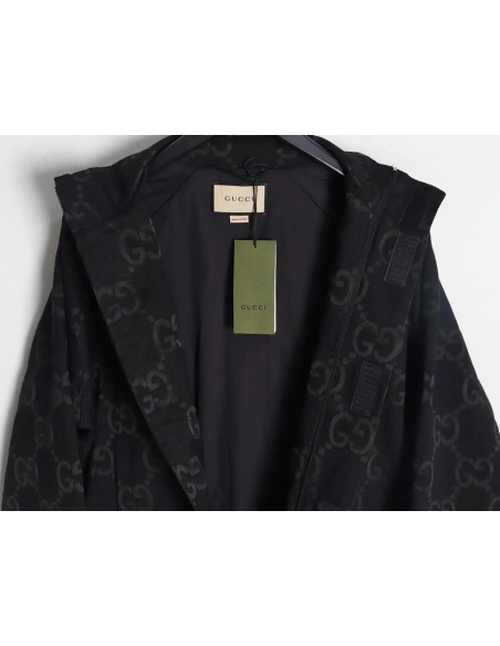 Gucci Double G full print canvas stand collar quilted jacket,Cheap Replica Reps Gucci