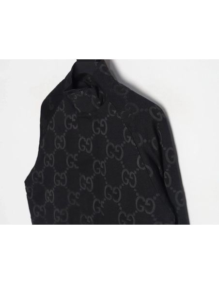 Gucci Double G full print canvas stand collar quilted jacket,Cheap Replica Reps Gucci