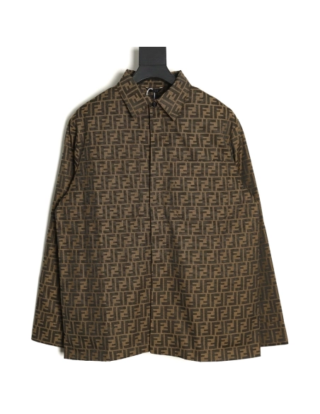 Fendi FF print longsleeved shirt jacket,Cheap Replica Reps Fendi