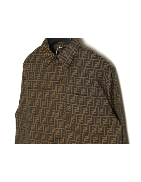 Fendi FF print longsleeved shirt jacket,Cheap Replica Reps Fendi