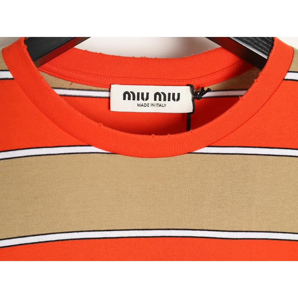 Miu Miu contrast striped longsleeved Tshirt,Cheap Replica Reps Miu Miu