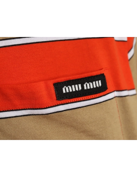 Miu Miu contrast striped longsleeved Tshirt,Cheap Replica Reps Miu Miu