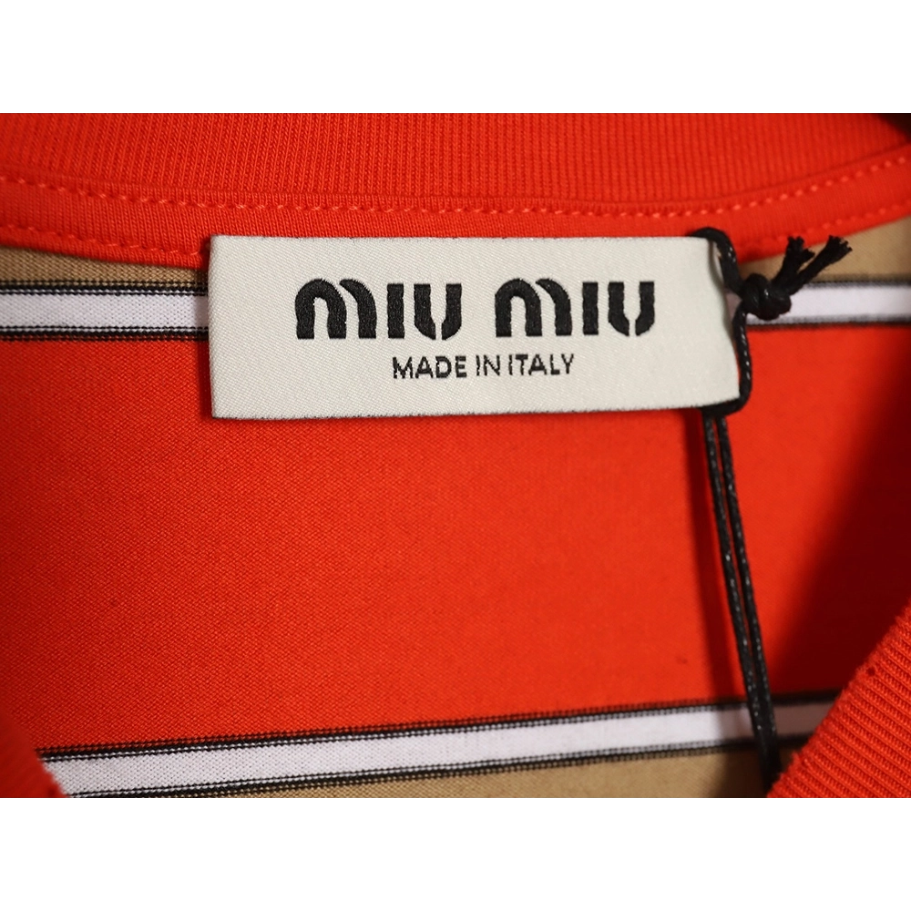 Miu Miu contrast striped longsleeved Tshirt,Cheap Replica Reps Miu Miu