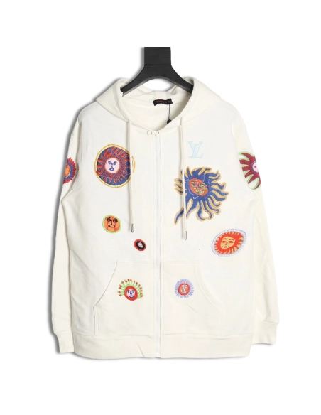 Louis Vuitton Yayoi Kusama sunfish embroidered hooded jacket,Cheap Replica Reps Louis Vuitton