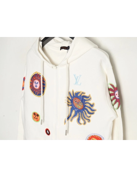 Louis Vuitton Yayoi Kusama sunfish embroidered hooded jacket,Cheap Replica Reps Louis Vuitton
