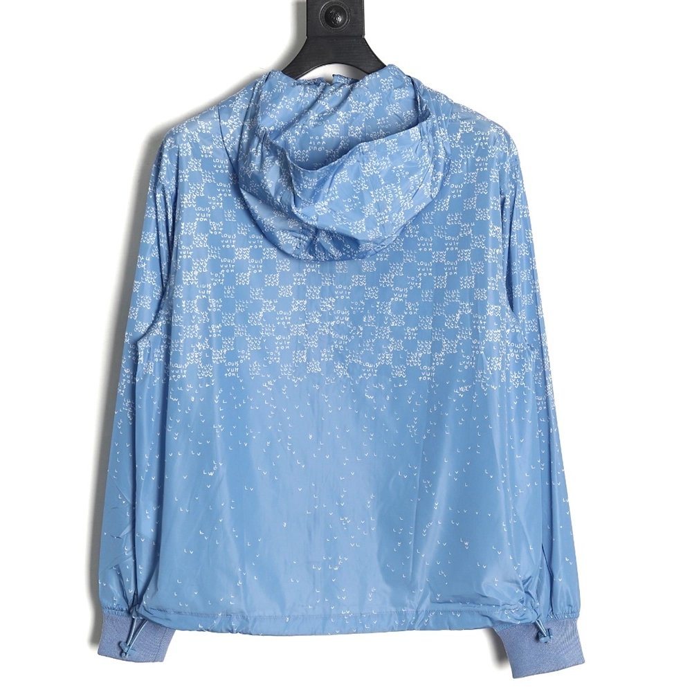 Louis Vuitton airplane gradient lettering print hooded zipup jacket,Cheap Replica Reps Louis Vuitton