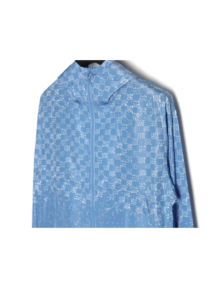 Louis Vuitton airplane gradient lettering print hooded zipup jacket,Cheap Replica Reps Louis Vuitton