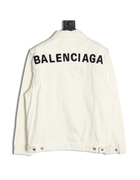 Balenciaga classic back lettering denim jacket 4650,Cheap Replica Reps Balenciaga