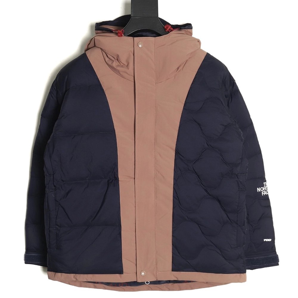 The North Face colorblock print zipup hooded down jacket TSK1,Cheap Replica Reps The North Face