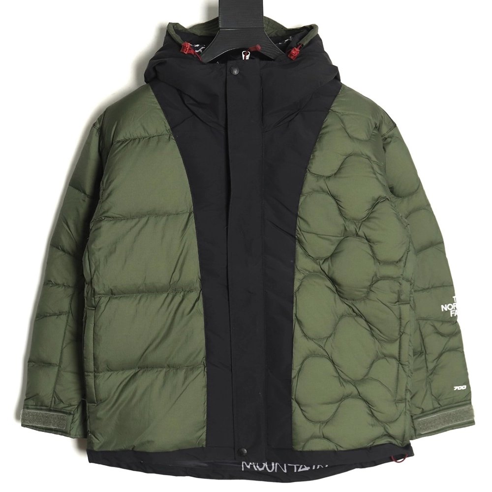 The North Face colorblock print zipup hooded down jacket,Cheap Replica Reps The North Face