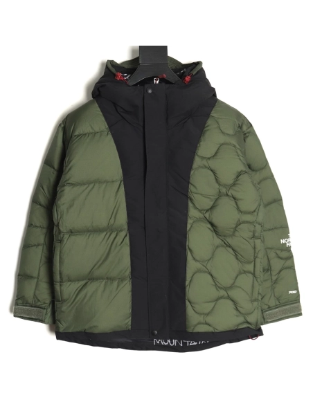 The North Face colorblock print zipup hooded down jacket,Cheap Replica Reps The North Face