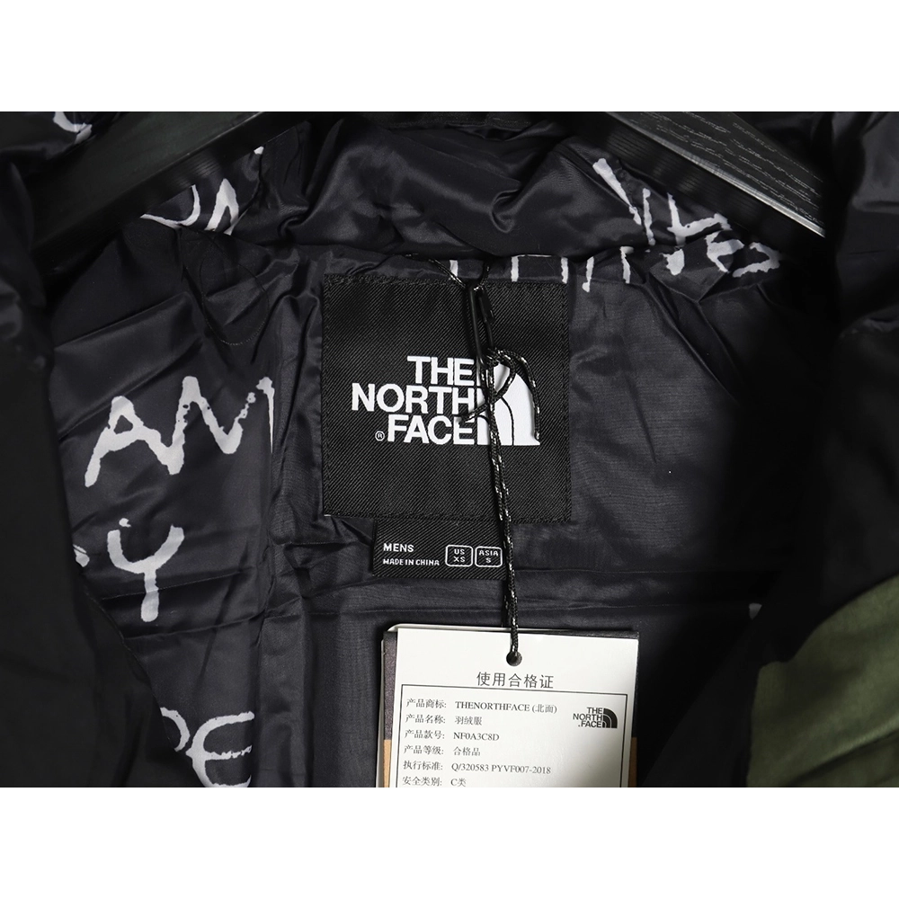 The North Face colorblock print zipup hooded down jacket,Cheap Replica Reps The North Face