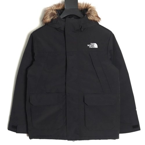 The North Face Logo Embroidered Hooded Fur Collar Down Jacket TSK2,Cheap Replica Reps The North Face