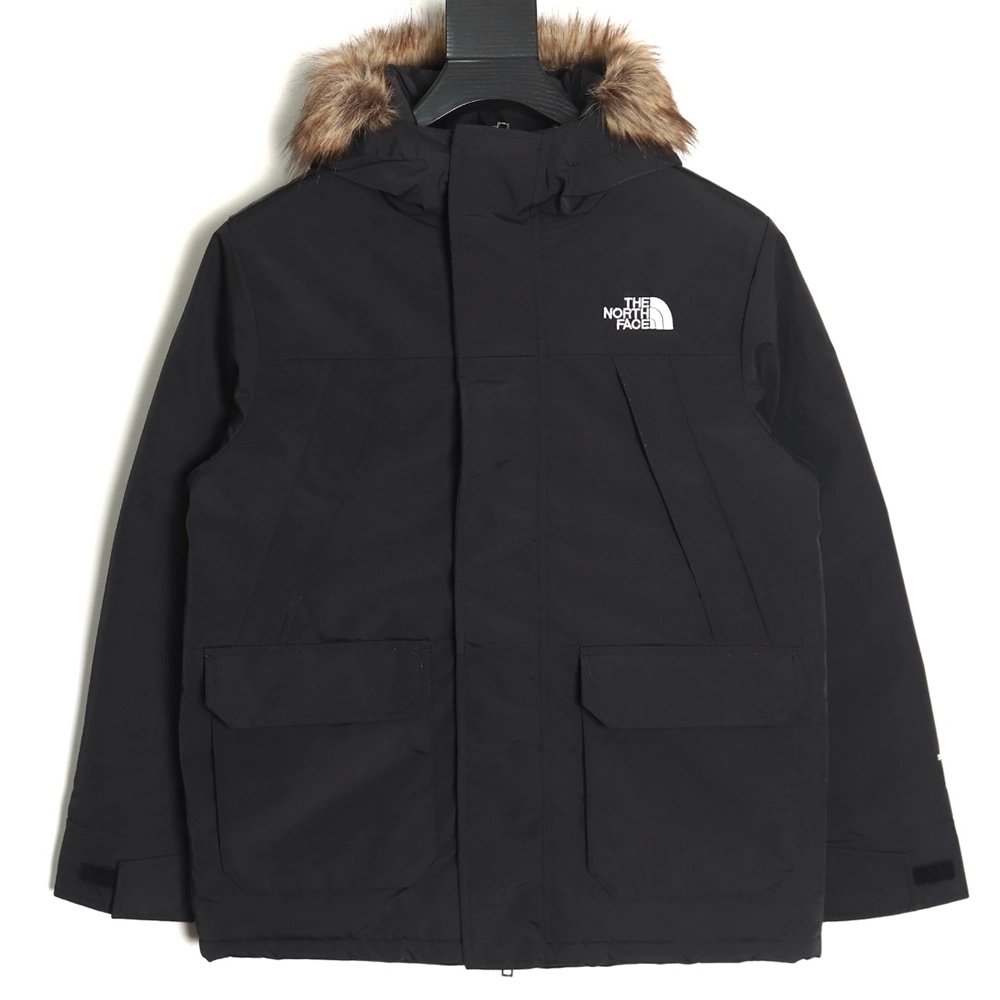 The North Face Logo Embroidered Hooded Fur Collar Down Jacket TSK2,Cheap Replica Reps The North Face