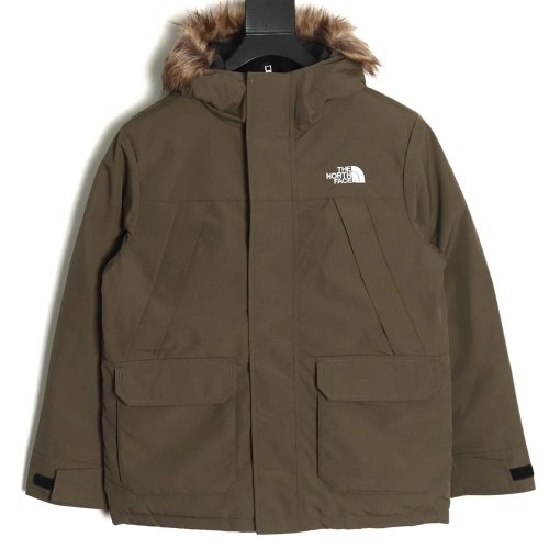 The North Face Logo Embroidered Hooded Fur Collar Down Jacket TSK1,Cheap Replica Reps The North Face