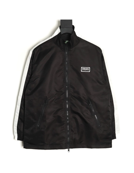Kenzo black label white embroidery thin cotton stand collar jacket,Cheap Replica Reps Kenzo