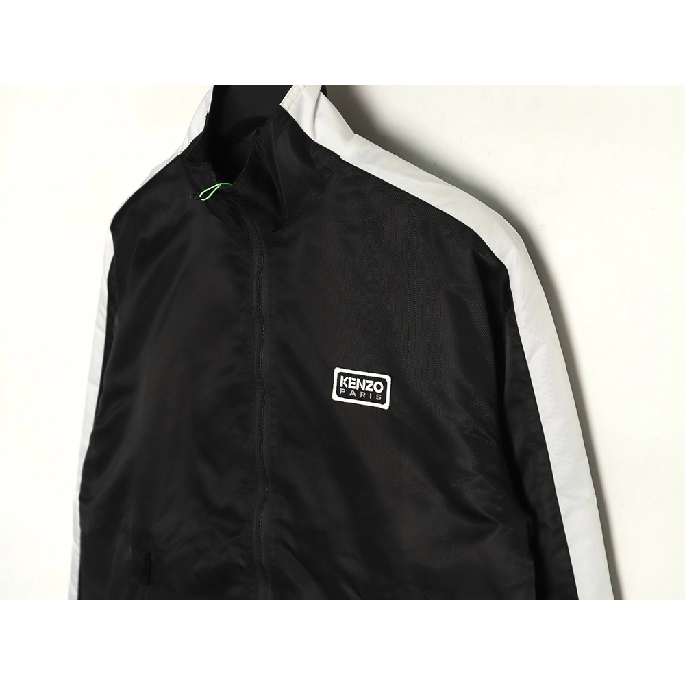 Kenzo black label white embroidery thin cotton stand collar jacket,Cheap Replica Reps Kenzo